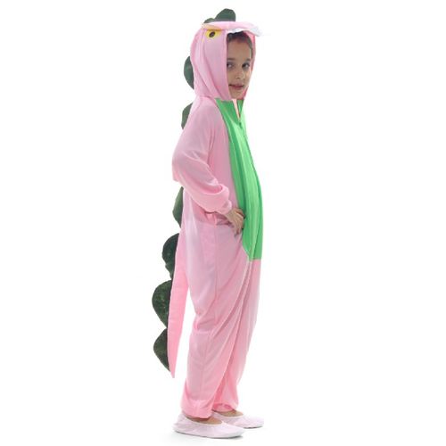 Fantasia Dinossauro Rosa Kigurumi Infantil com Capuz