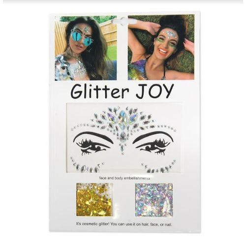 Adesivo Facial Pedras c/ Glitter - Prata c/ Dourado - Sortidos