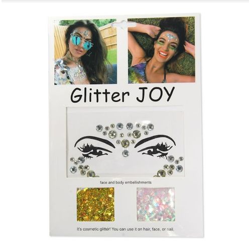 Adesivo Facial Pedras c/ Glitter - Prata - Sortidas