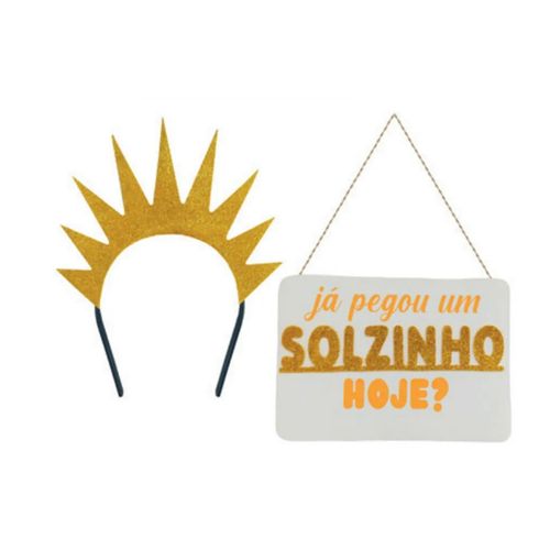 Kit Carnaval Tiara e Placa - Já Pegou Um Solzinho Hoje?