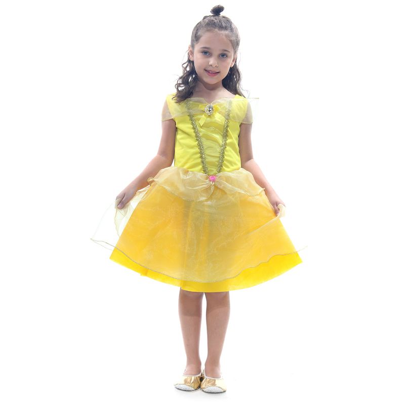 FANTASIA INFANTIL PRINCESA AZUL E AMARELO TAMANHO M