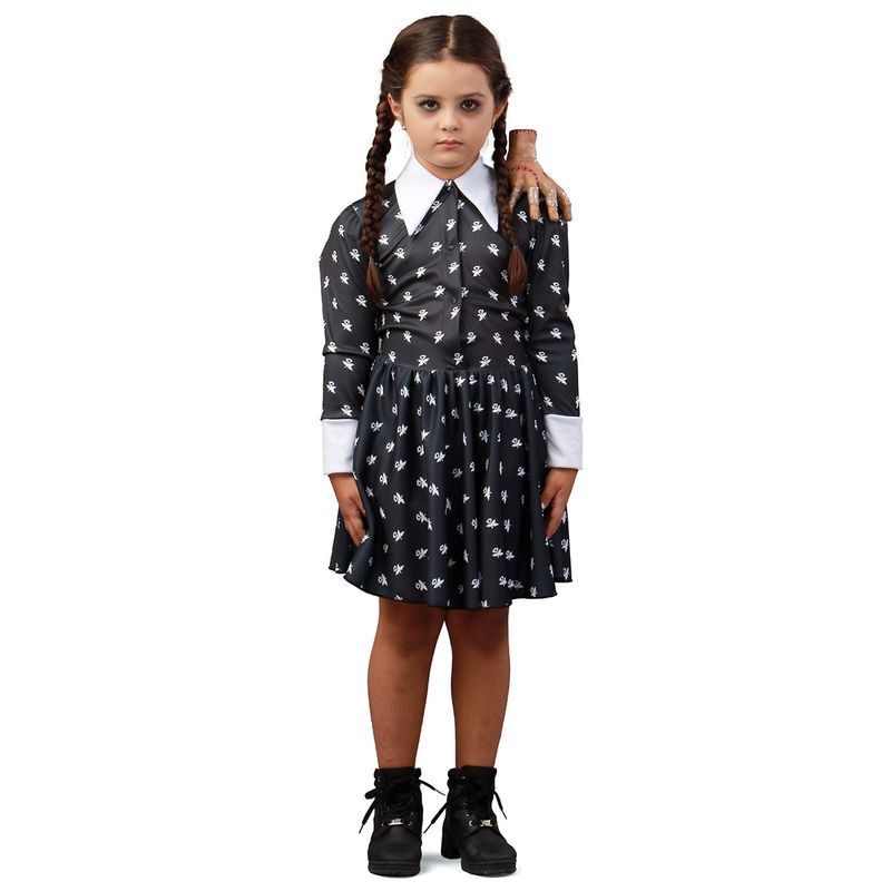 Fantasia Vandinha Familía Addams - Vestido Baile Infantil - Halloween