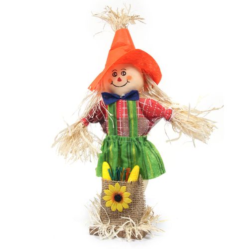Espantalho Menina na Base 37 cm para Decoração de Festa Junina