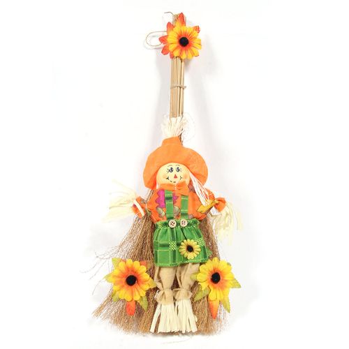Espantalho de Palha na Vassoura 53 cm Feminino - Festa Junina