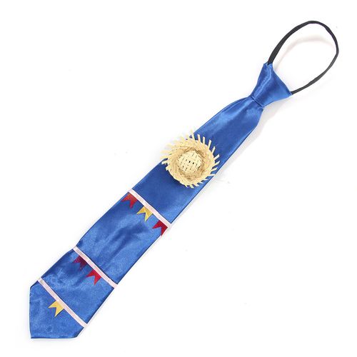 Gravata Junina Decorada 30 cm Azul Adulto - Festa Junina