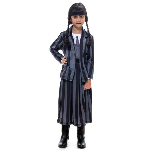 Fantasia Vandinha Família Addams - Uniforme Cinza Infantil - Halloween