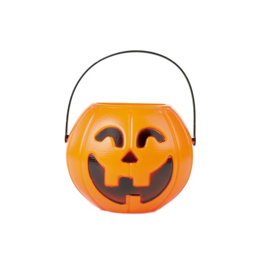 Baldinho Laranja com Design de Abóbora para Halloween