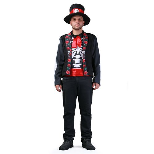Fantasia Caveira Mexicana Masculino Adulto Para Halloween
