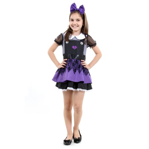 Fantasia Boneca do Mal Vestido Infantil com Tiara - Halloween