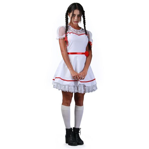 Fantasia Annabelle Adulto Feminino Boneca Do Mal Halloween