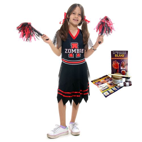 Kit Fantasia Zumbi Cheer Líder De Torcida Com Massa Slug