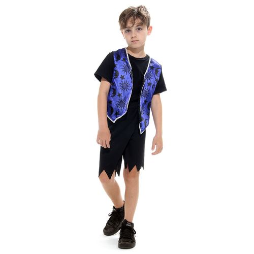 Fantasia Infantil Vampiro Com Colete Preto Halloween