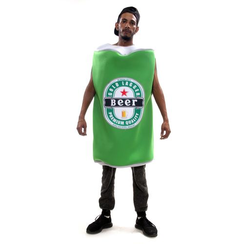 Fantasia de Lata de Cerveja Verde  Diversão Temática para Adultos
