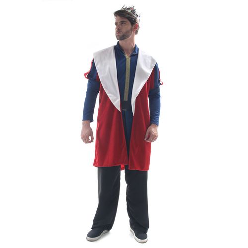Fantasia de Rei Com Capa de Veludo Vermelho Camisa e Cinto