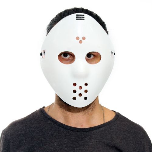 Máscara Jason Branca Simples - Halloween