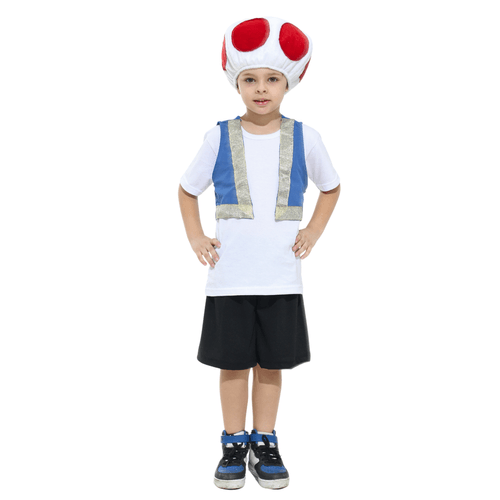 Fantasia Infantil Cogumelo com Touca e Colete