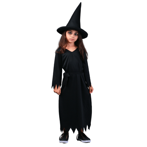 Fantasia Vestido Com Chapéu Bruxa Preta Feminino Clássica Halloween