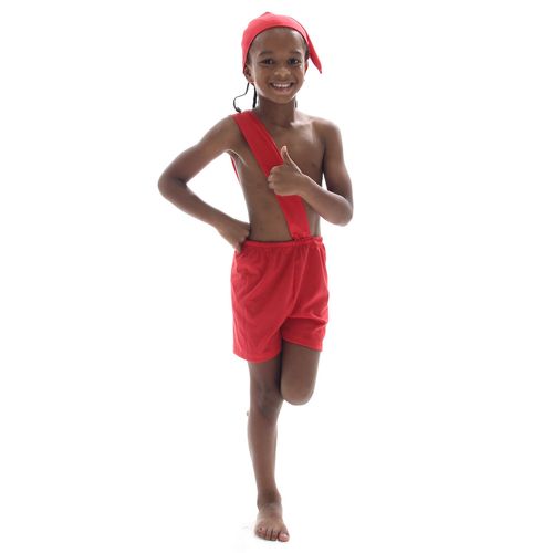 Fantasia Infantil Saci Pererê com Gorro e Shorts