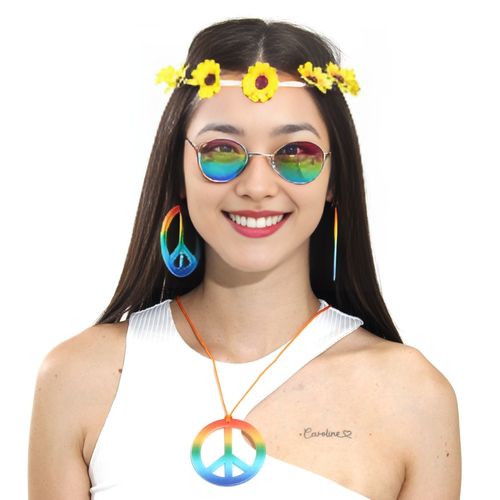 Kit Hippie Paz e Amor Acessórios Para Fantasias Abrakadabra