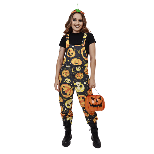 Fantasia Macacão  Feminino  Abóbora Halloween