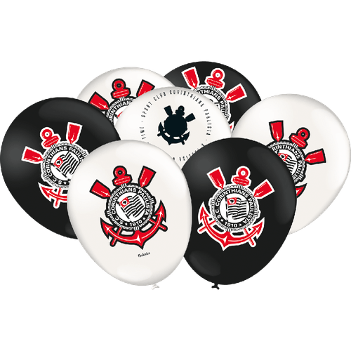 Balão Preto e Branco Corinthians  com 25 Unidades