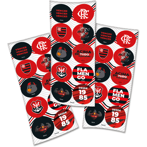 Cartela de Adesivos Flamengo 30 Unidades  Decoração