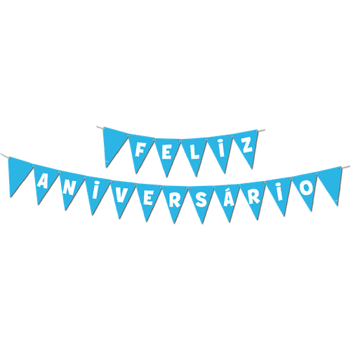 Faixa de Papel Azul Feliz Aniversário  Decoração Festiva