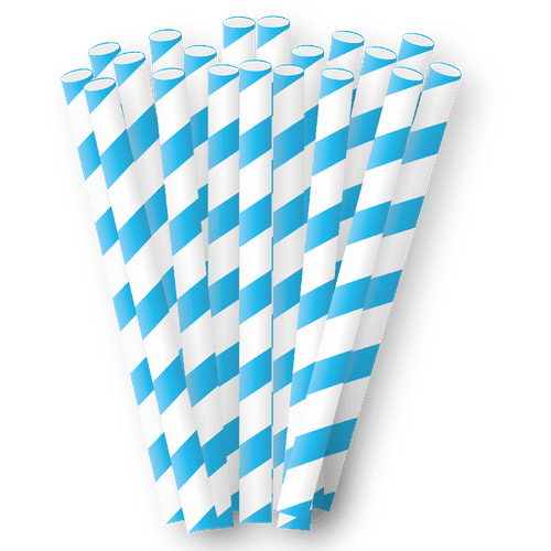 Canudos de Papel Azul Claro 12 Unidades