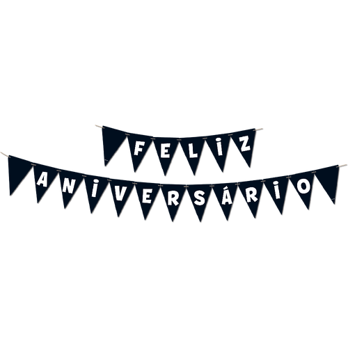 Faixa 'Feliz Aniversário' Preta  Decoração Festiva