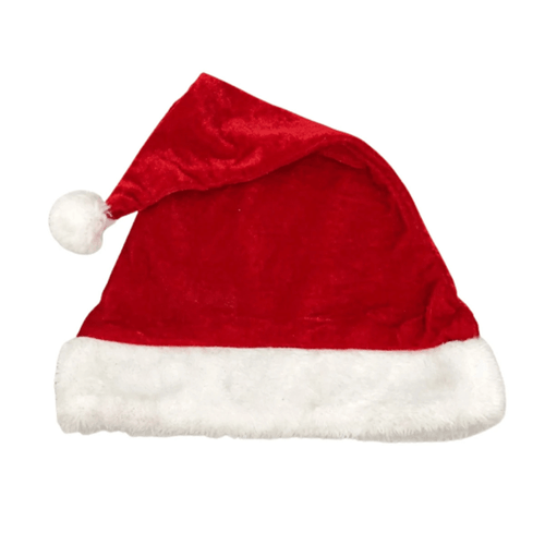 Gorro de Natal Veludo Macio Vermelho e Branco Natalino