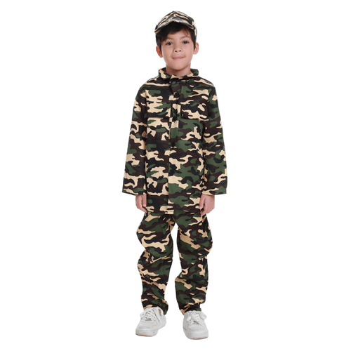 Fantasia Militar Infantil Camuflada Completa com Boné