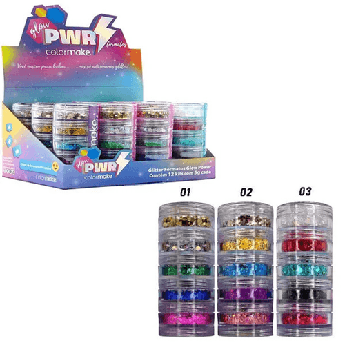 Glitter Glow Power Com 5 Cores Maquiagem Carnaval