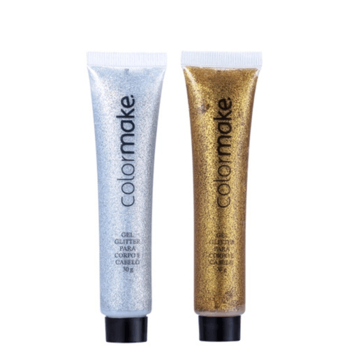 Gel Glitter para Cabelo e Pele Prata e Dourado - Color Make