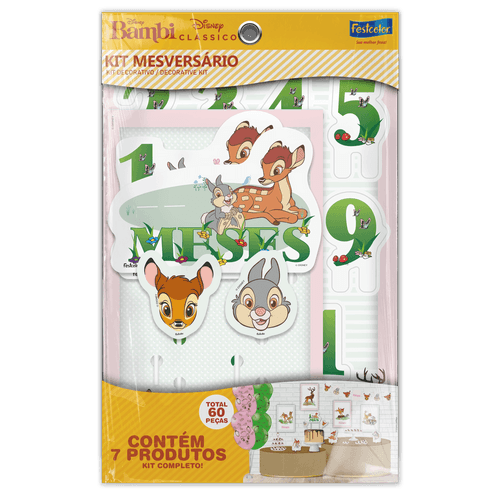 Kit Mesversário Bambi - 60 Peças de Decoração Temática