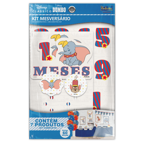 Kit Mesversário Dumbo - 60 Peças para Decoração Infantil