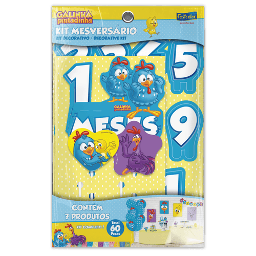 Kit Mesversário Galinha Pintadinha - 60 Peças de Decoração