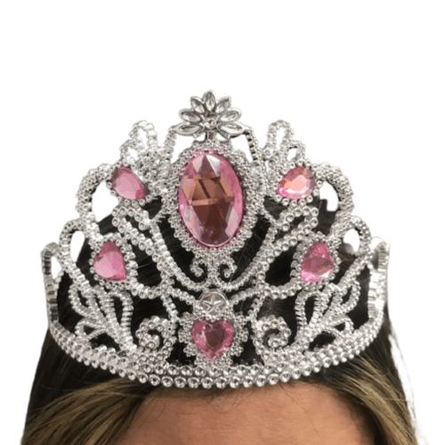 Coroa de Princesa Rosa com Pedras - Acessório para Fantasias
