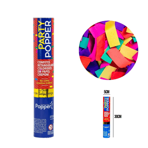 Lança Confetes Retangulares de Papel Crepom com 30 cm - Popper
