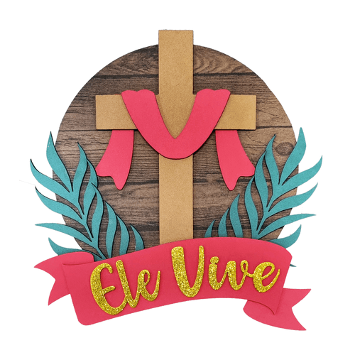 Decoração para Páscoa Cristã Guirlanda Ele Vive 31cm