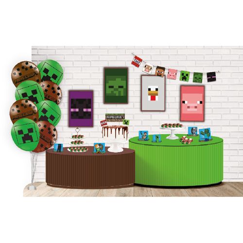 Kit Festa Minecraft Decoração de Festa Completa 62 Peças