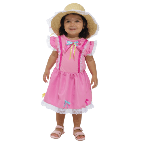 Vestido Festa Junina Bebê Fantasia Caipira Rosa Com Chapéu