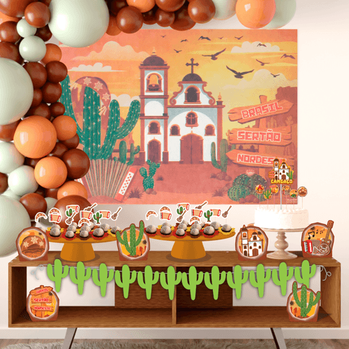 Kit Festa Junina Cangaço Sertão Decoração em EVA com 39 Itens