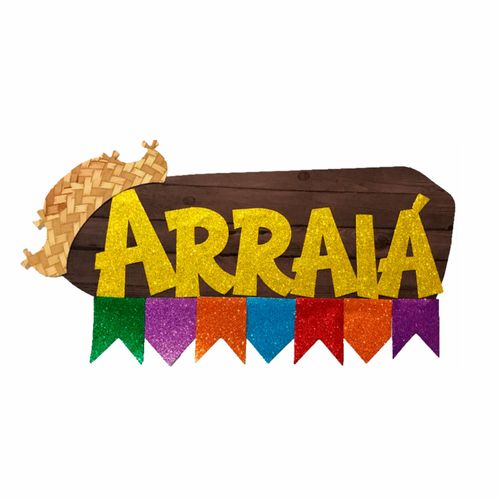 Painel Arraiá Junino em EVA com Bandeirinha com Chapéu Palha