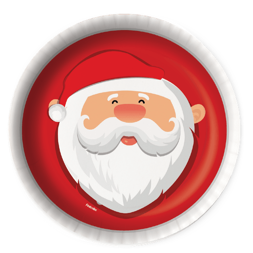 Prato Descartável Papai Noel Decoração Natal Vermelho 8 Unid