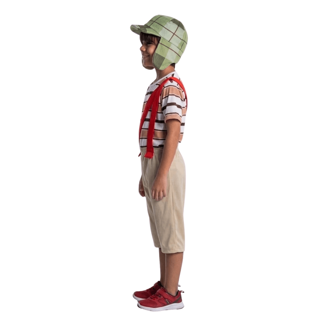 Encontraproduto.com.br - Fantasia Chaves Infantil Camisa com Suspensório e Boné