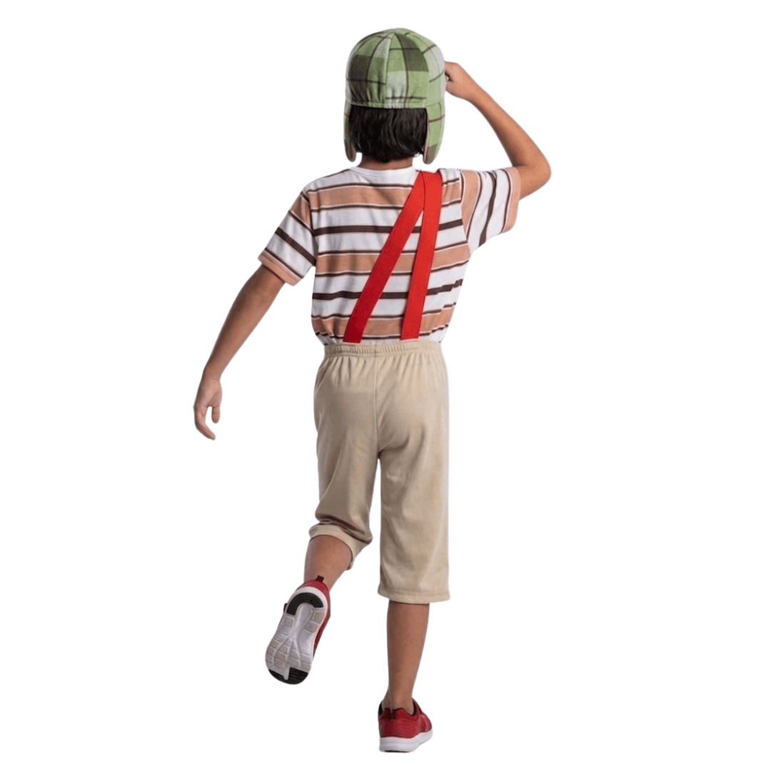 Encontraproduto.com.br - Fantasia Chaves Infantil Camisa com Suspensório e Boné