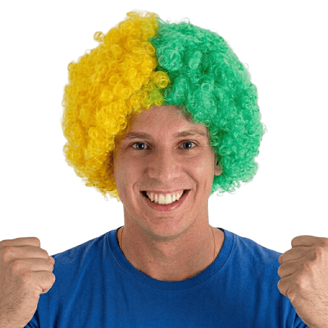 Encontraproduto.com.br - Kit 5 Perucas Black Brasil Verde Amarelo Copa do Mundo